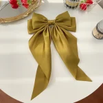 Korean Accessories Hair Clips for Women Girls Big Bowknot Solid Satin Long Ribbon Bows Spring Clamp Barette Cheveux Femme 2023 - Image 13