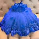 Baby Girls Dresses Off Shoulder Pearls Lace Butterflies Flower Girl Dress Infant First Birthday Party Gown - Image 4
