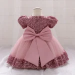Toddler Girls 1st Birthday Clothes Bow Cute Baby Baptism Gown Kids Wedding Party Elegant Princess Vestidos Christmas Costume - Image 4