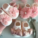 3 Pcs Baby Girl Accessories Set: 1 Socks, 2 Bow Headbands with Gift Box, Holiday Party Gift Box, Ideal Newborn Remembrance Gift - Image 3