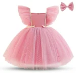 1 Year Baby Girl Birthday Party Dress for Newborn Girls Clothes Polka Dots Costumes Infant Christending Gown Match Bow Headwear - Image 8