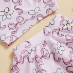 Toddler Girls Two Piece Swimsuits Sleeveless Bow Print Tank Top Bikini Bottom Set Summer Bathing Suits - Image 5