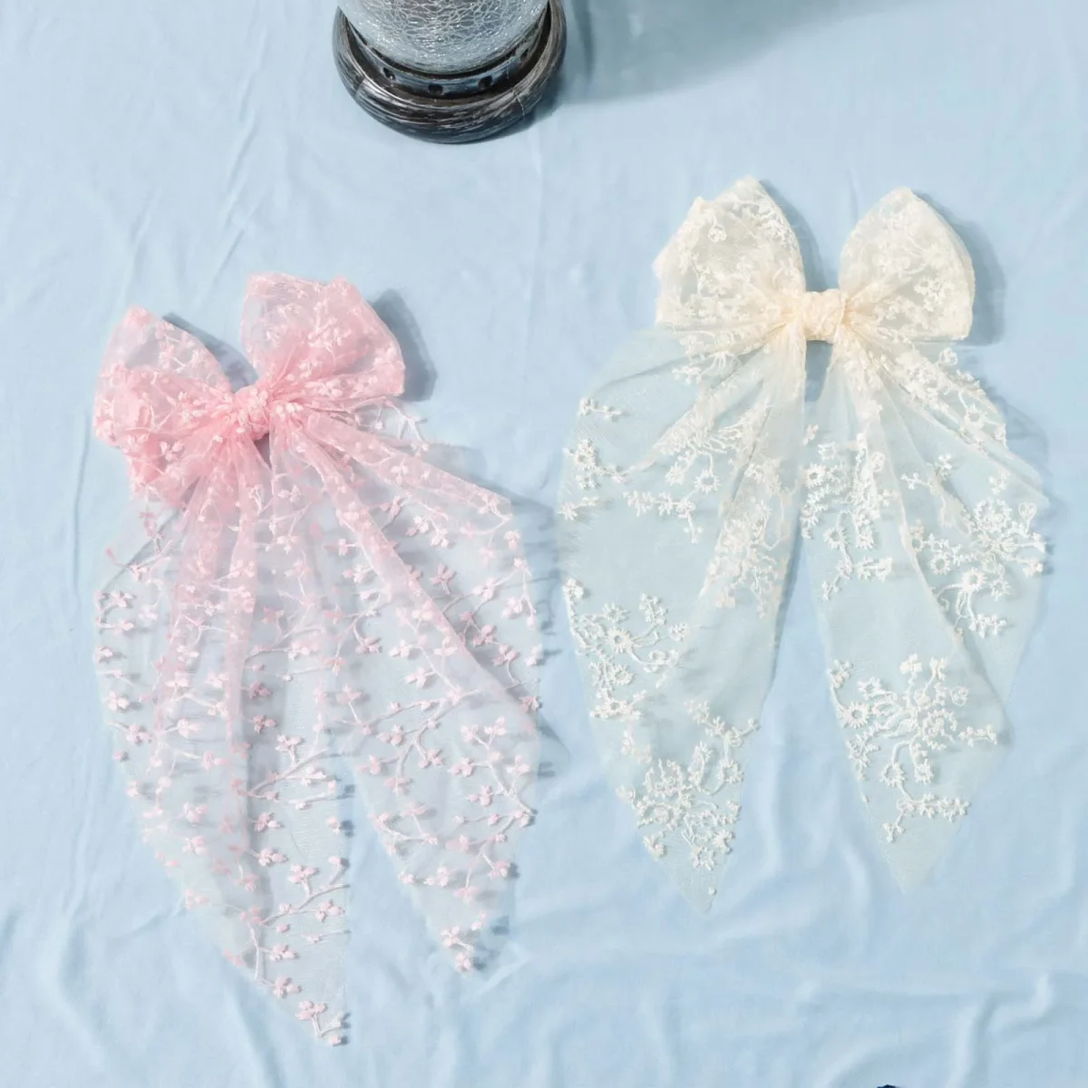 1pc Girls Wedding Decor Embroidery Lace Bow Long Tail Hair Accessory Kids Party Wear Hair Clip Teenage Fahion Ponytail Barrettes - Image 5