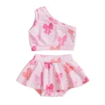 Toddler Girls Two Piece Swimsuits Sleeveless Bow Print Tank Top Bikini Bottom Set Summer Bathing Suits - Image 8