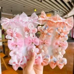 10Pcs/Set Cute Bows Baby Hairclips Lace Flower Children Girls Hairpins Hairdresses Baby BB Clip Gifts - Image 3