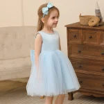 Kids Girls 2-8T Birthday Clothes Backless Bow Cute Baby Baptism Gown Kids Wedding Party Elegant Princess Dresses With Pearls - Image 10