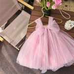 Fashion Baby Girl Bow Vestido Party Dance Birthday Baby Clothes 1-10Y Princess Child SleevelessStrap Tutu Dress Infant Toddler - Image 2