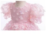 Baby Dresses Elegant Party Dresses For Girls Fashion Lace Sleeve Flower Girl Dress Embroidery Butterfly Children's Summer Dress - Image 4