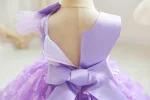 Toddler Baby Girls Clothes Elegant Bow Tulle Dress Summer Kids Princess Party Birthday Dress Butterfly Solid Mesh Dress - Image 4