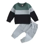 Newborn Baby Boy Pant Sets Autumn Clothes 2 Piece Outfits Contrast Color Long Sleeve Sweatshirt and Elastic Pants Baby Items - Image 7