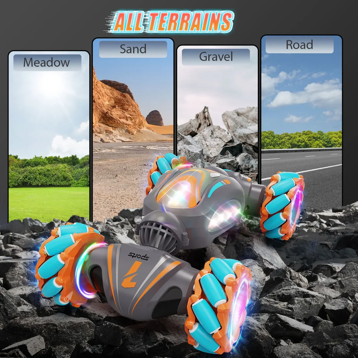 Gesture Sensing RC Stunt Car 4WD Hand Controlled RC ON-Off-Road Twist Control with Light & Music for Boys Girls Toys Age 6-8-12 - Image 3