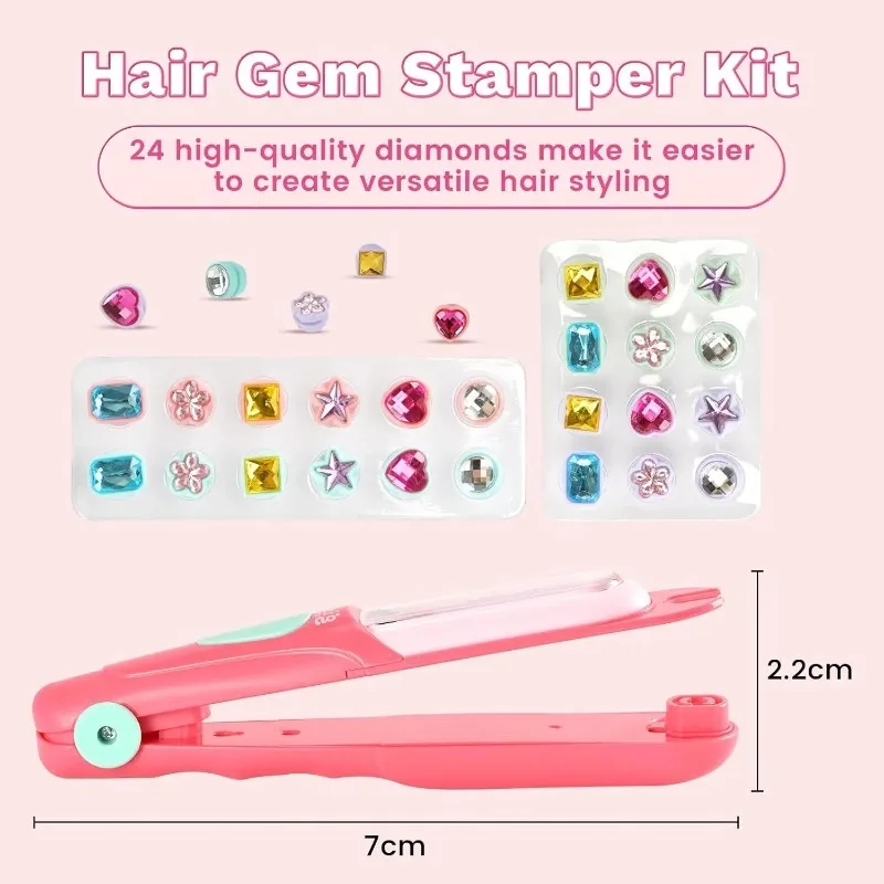 S66d5dd7ecd6a4288b88d70f6fee84169B.webp Girls Toys Hair Styling Tool with Reusable Shining Diamonds Pretend Play Toy Gift Hair Gem Stamper Kit Blingling Hair Jewels - Image 6